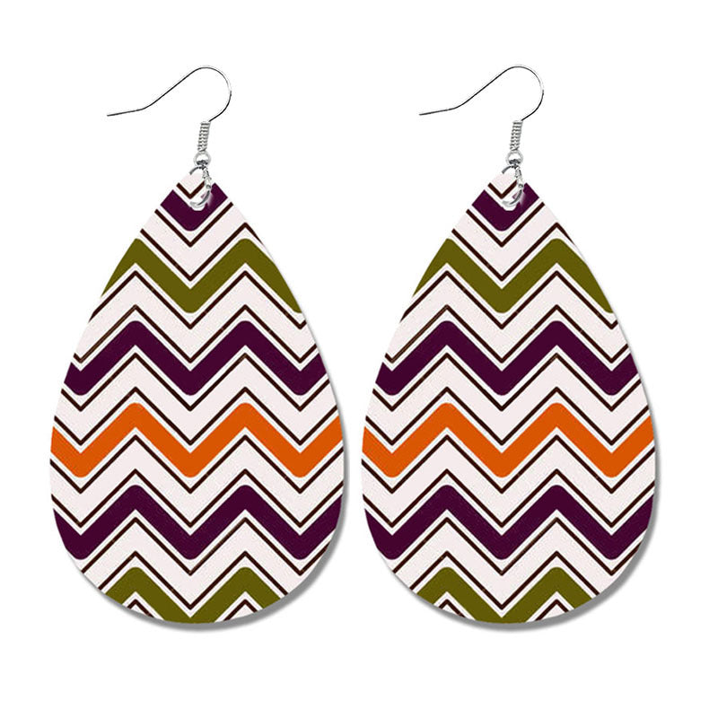 Wholesale Leather Geometric Print Plaid Polka Dot Vintage Earrings